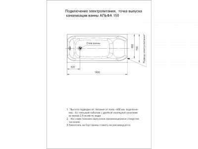 Ванна AQUATEK Альфа ALF150-0000031 150х70 левая