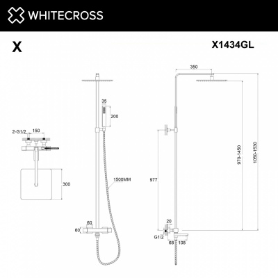 Душевая стойка с изливом и термостатом WHITECROSS X X1434GL
