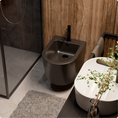 Биде подвесное AQUAme (AQM2101MB), 51.5x36x34.5 см черный матовый