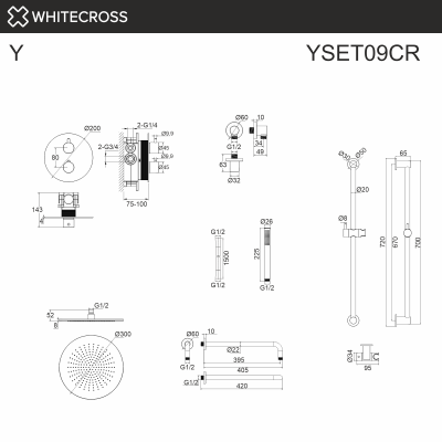Душевая система с термостатом и тропическим душем WHITECROSS Y YSET09CR