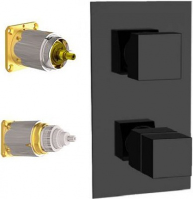 Встраиваемый смеситель-термостат REMER Qubika Thermo (QT92KBNO), черный матовый