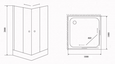 Душевой угол TIMO TL-1102 Romb Glass 100х100 (TL-1102R), профиль хром