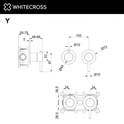 Встраиваемый смеситель WHITECROSS Y (Y1242GM), графит