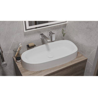 Умывальник WHITECROSS Moonstone E 70x35 (белый мат) иск. камень